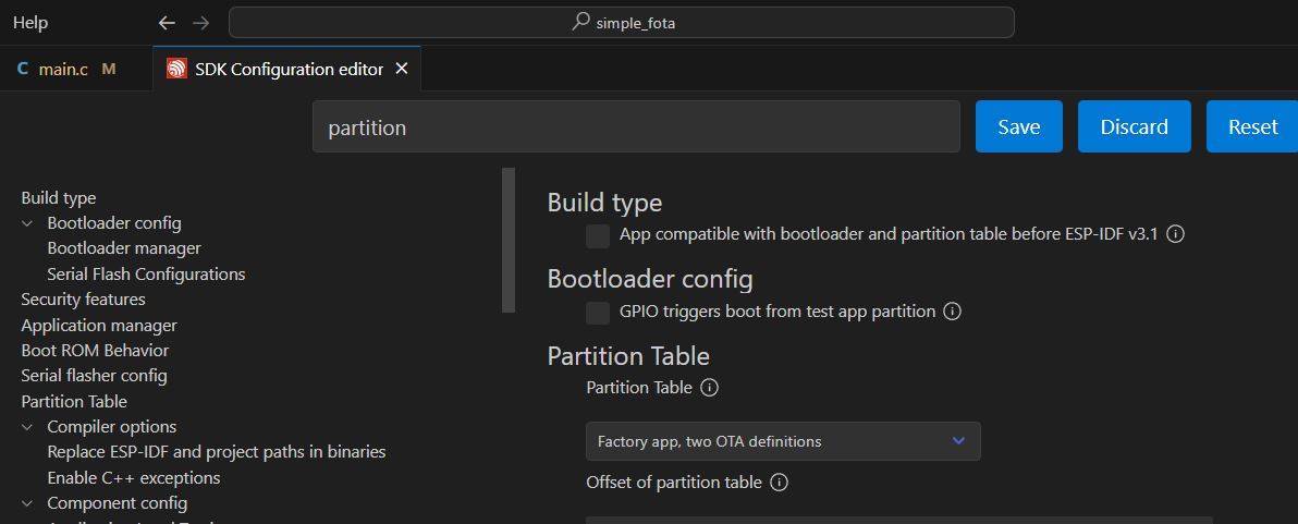 ESP IDF OTA Partition